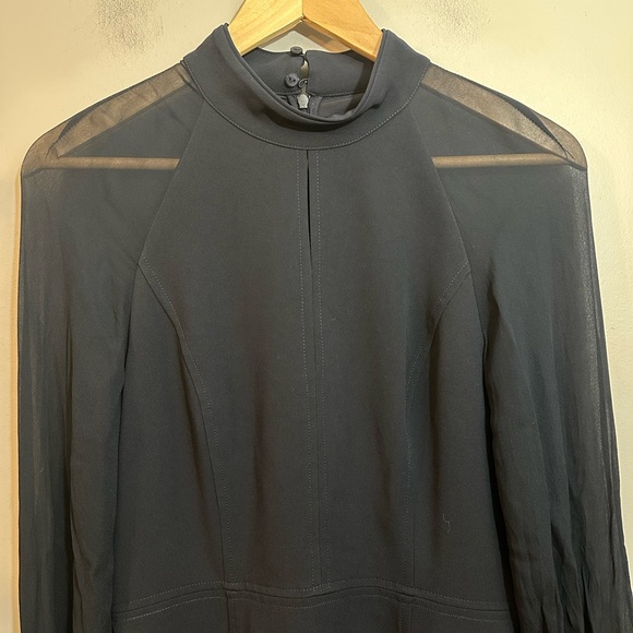 NWT REISS Perry Sheer Blouson Sleeve Navy Mini Dress Size 6 - Picture 5 of 14